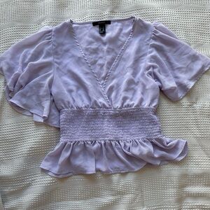 Forever21 Lavender Smocked Waist Blouse